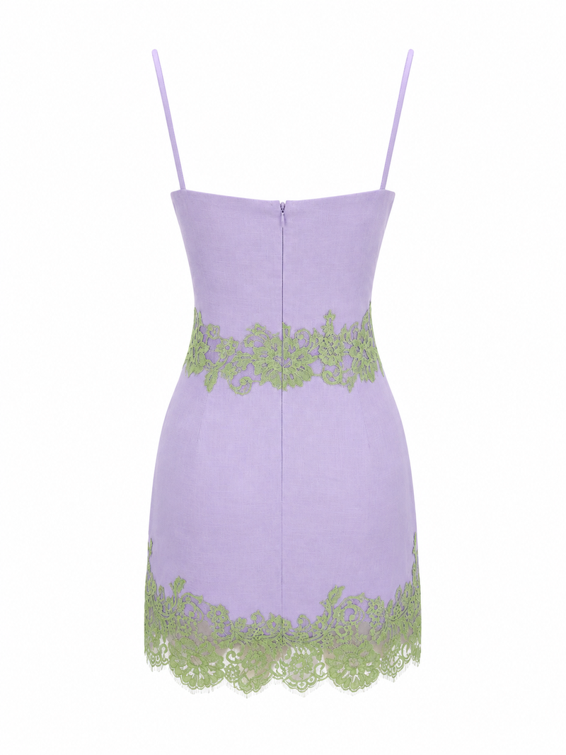 Leinen-Kleid mit Spitze