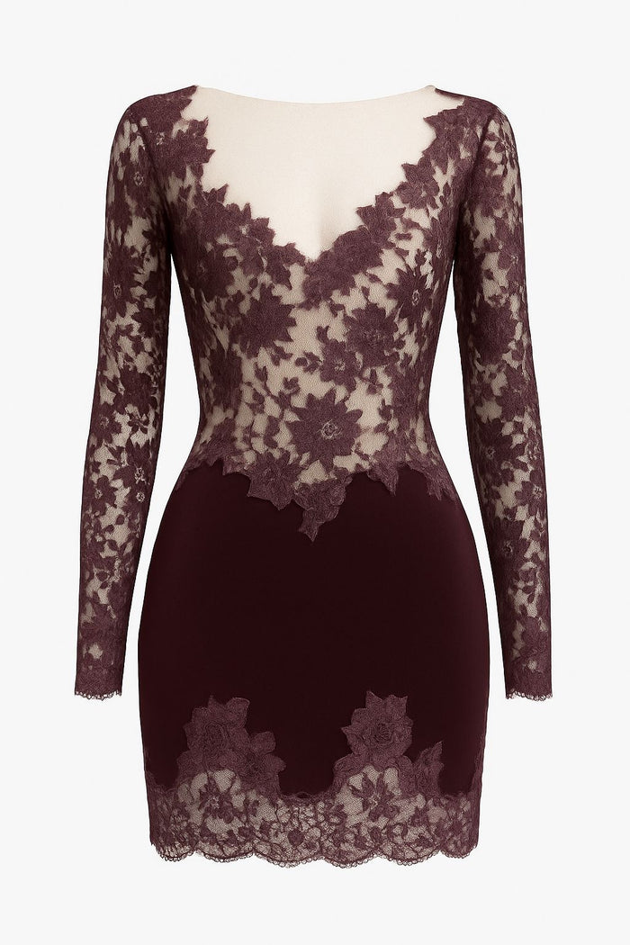 Spitzenkleid mit Satin