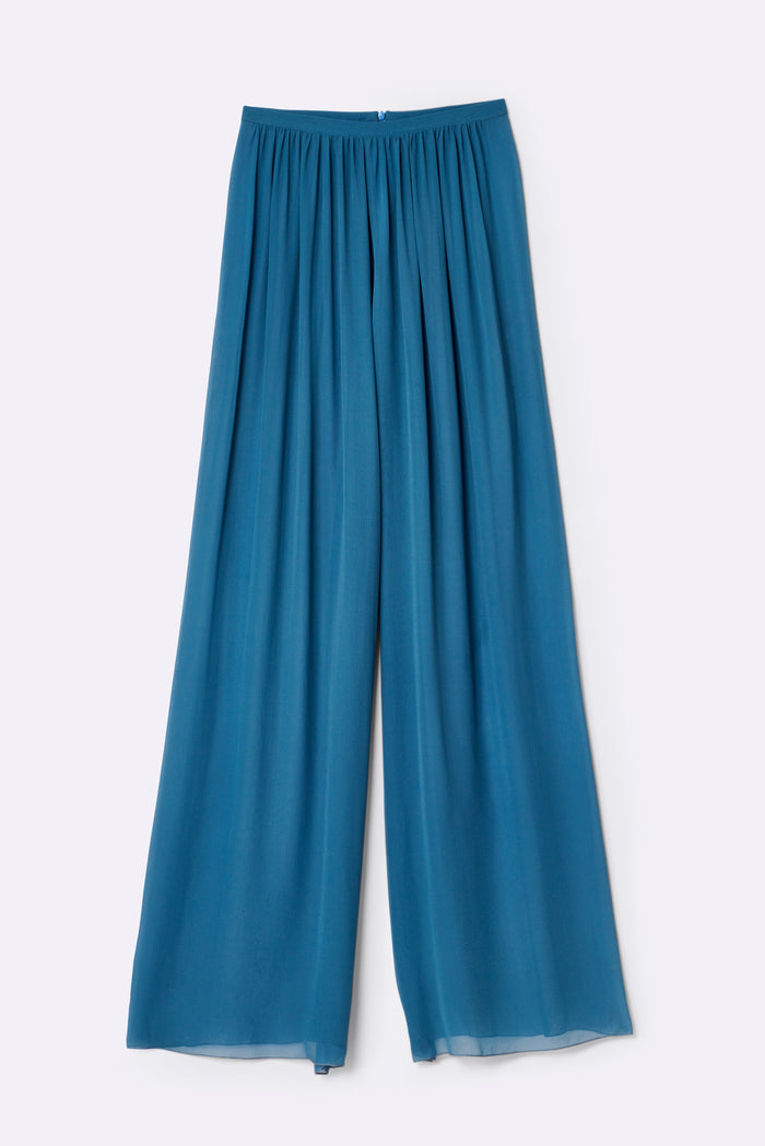 Silk trousers with gathering