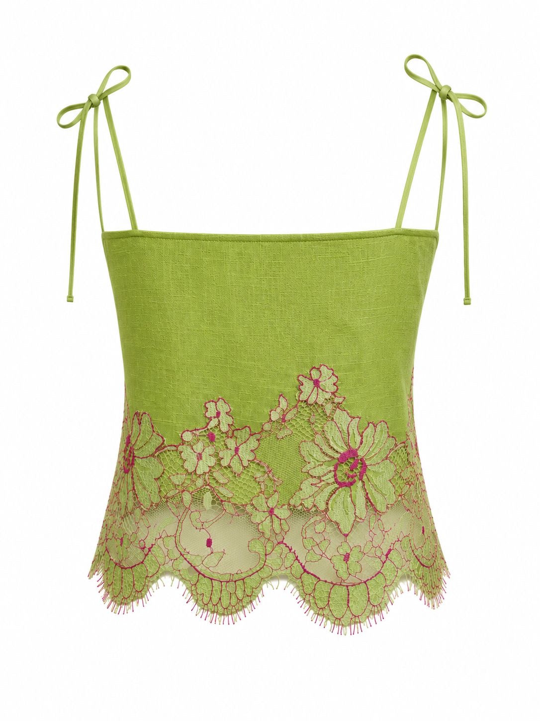 Leinen-Top mit Spitze