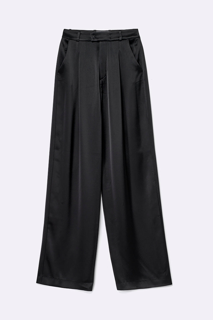 Klassische Bundfaltenhose in Satin