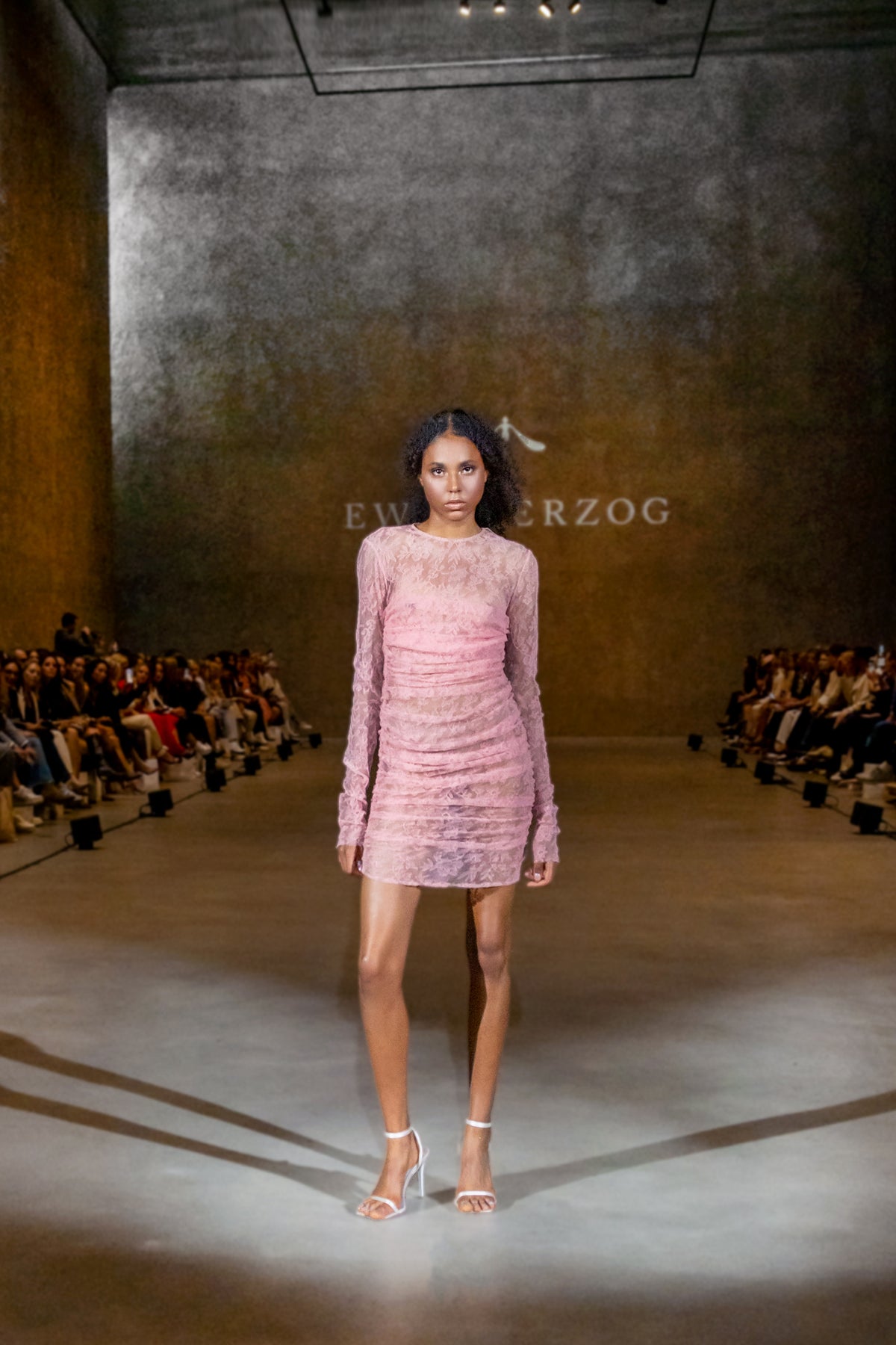 Draped lace mini dress