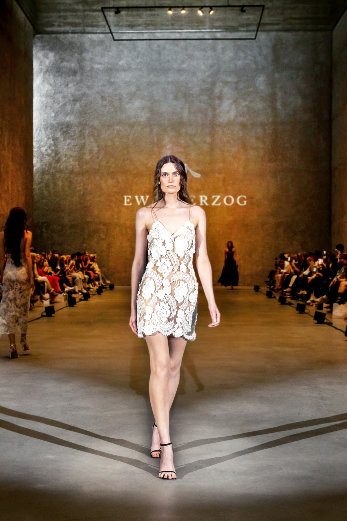Handmade mini dress with 3D lace