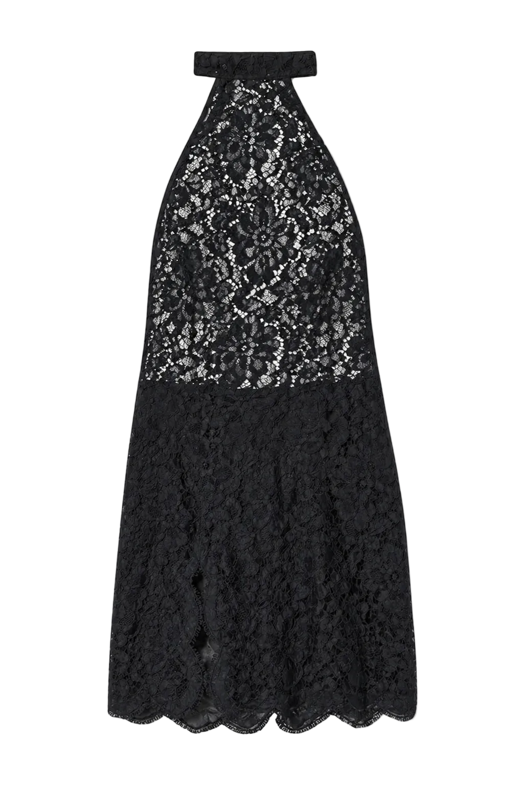 Neckholder-Spitzenkleid mit Schlitz