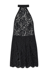 Neckholder-Spitzenkleid mit Schlitz