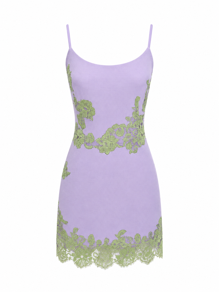 Leinen-Kleid mit Spitze