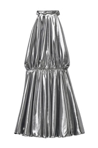Neckholder-Kleid aus Satin mit drapiertem Dekolleté