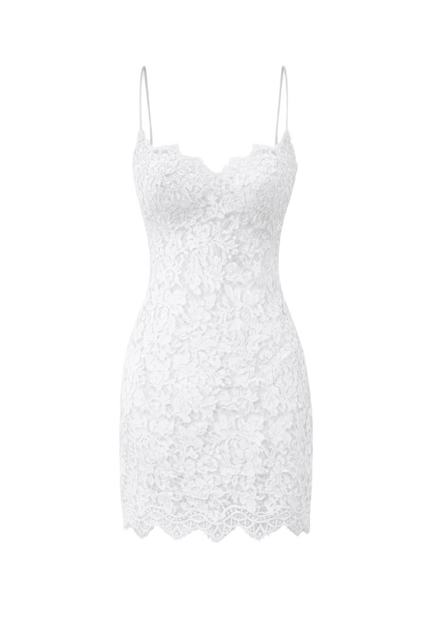 Mini-Kleid aus Spitze mit schmalen Trägern – Ansicht 2 – EWA HERZOG