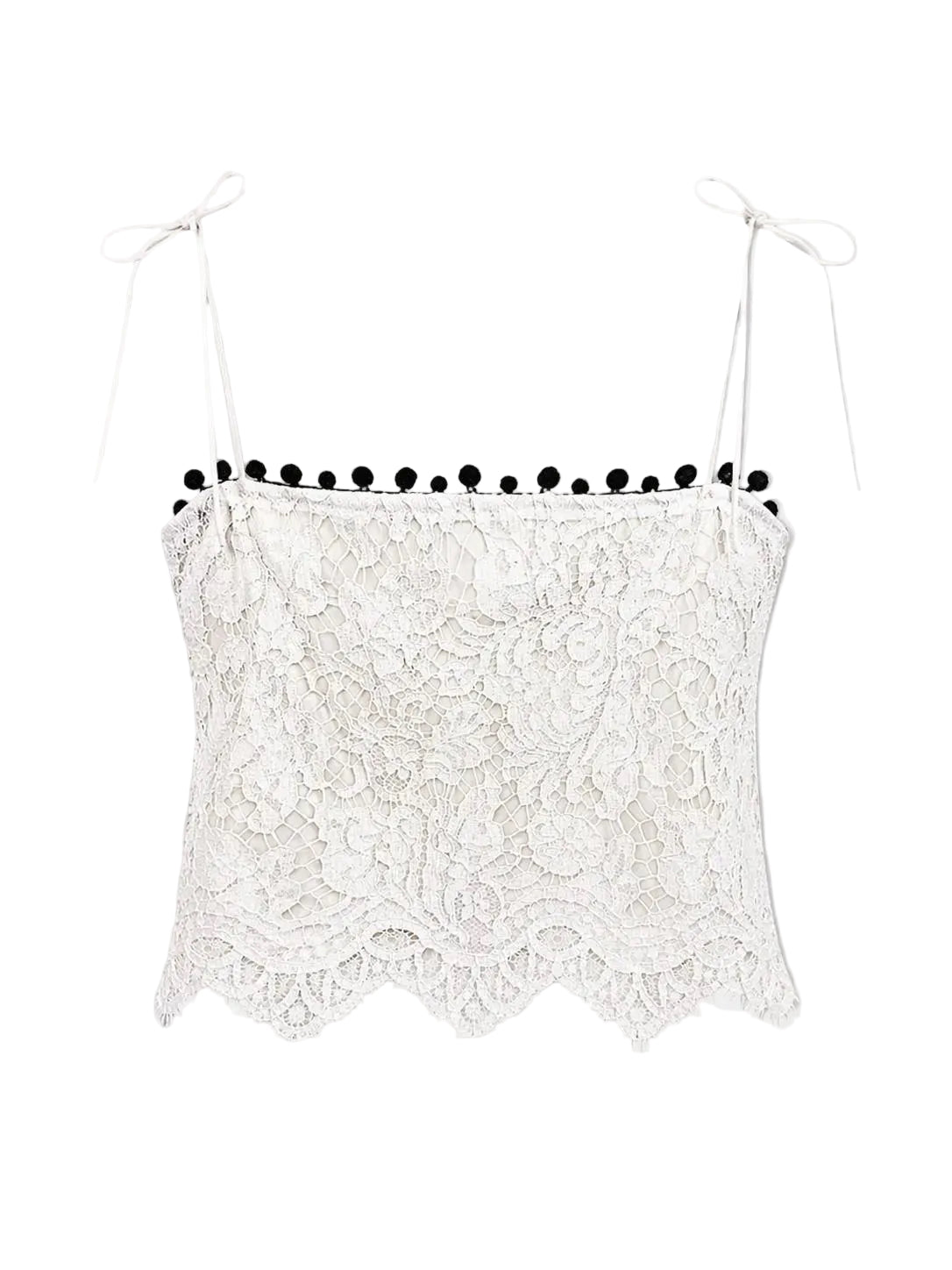 Top mit Bommel aus Spitze