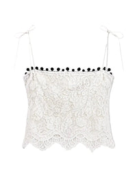 Top mit Bommel aus Spitze