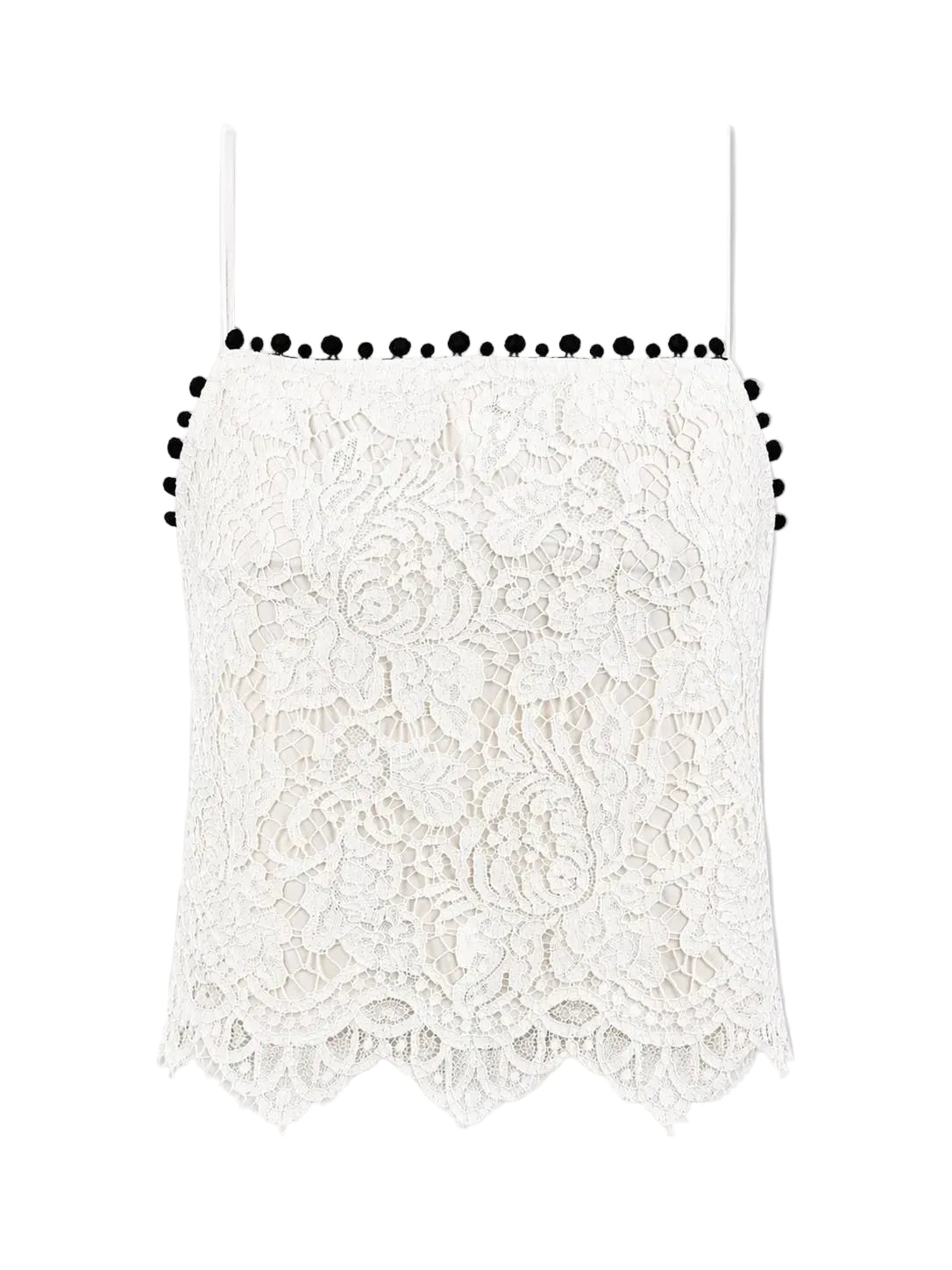 Top mit Bommel aus Spitze