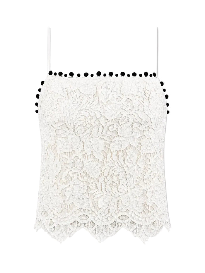 Top mit Bommel aus Spitze