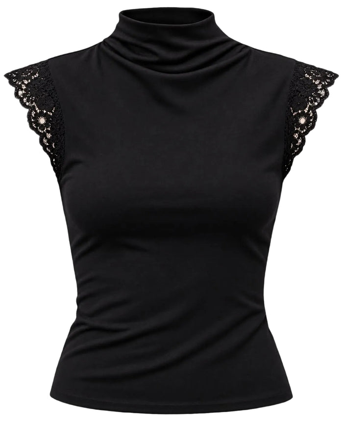 Schwarzes Top mit Spitze