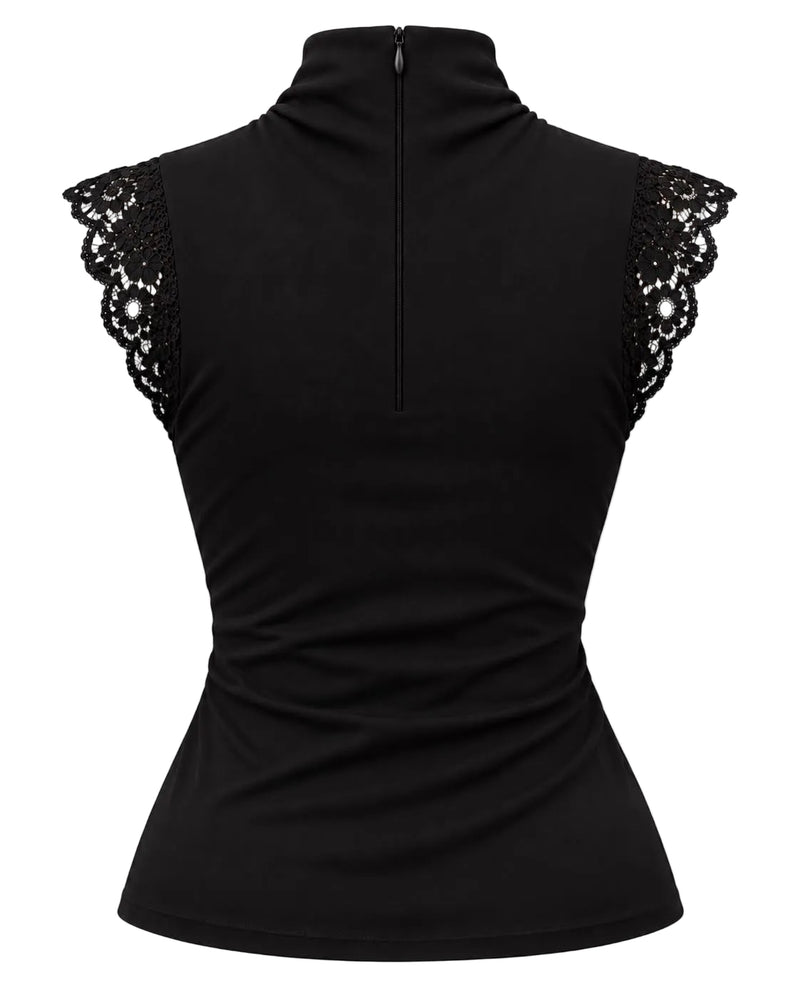 Schwarzes Top mit Spitze