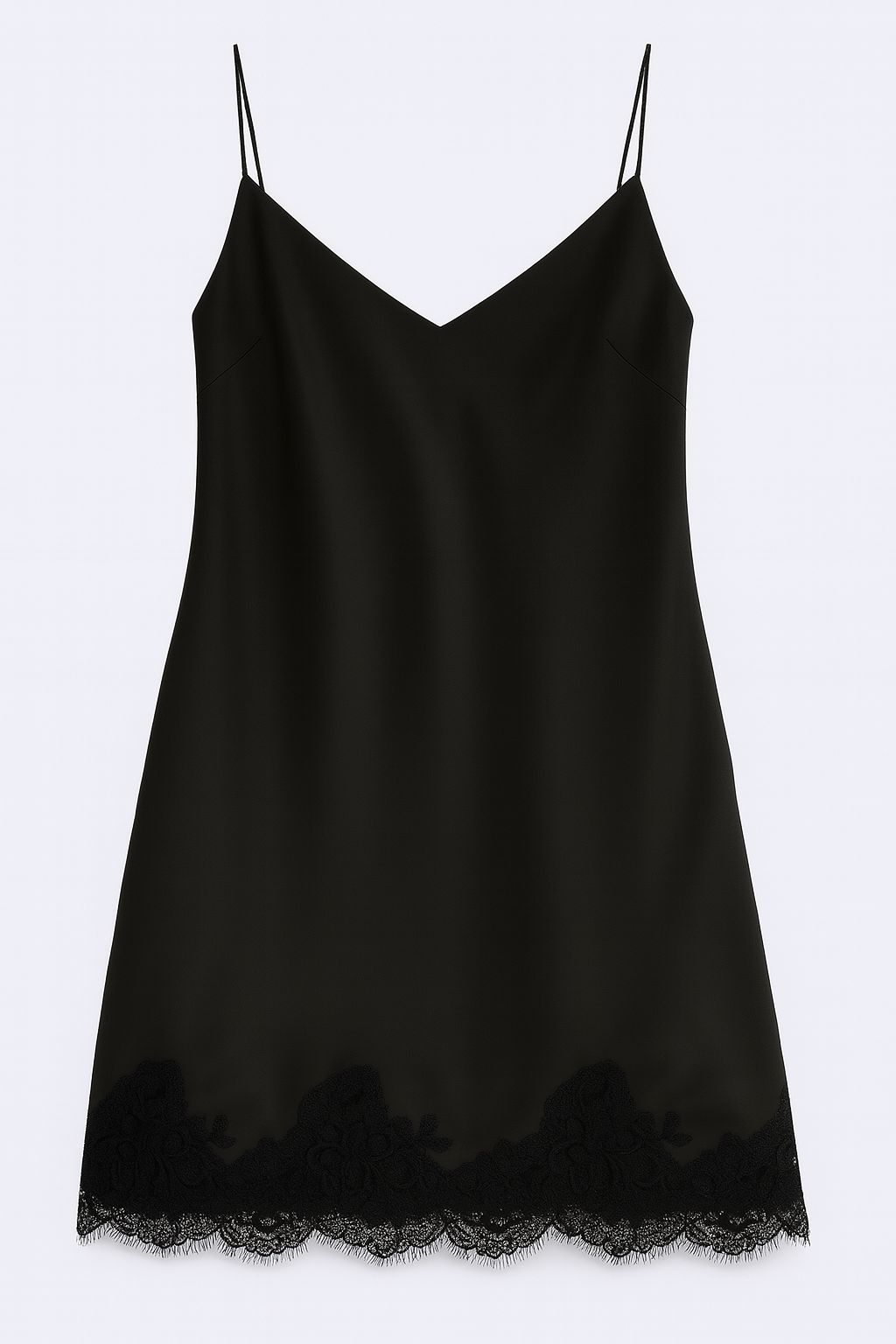 Trägerkleid mit Spitzenrand