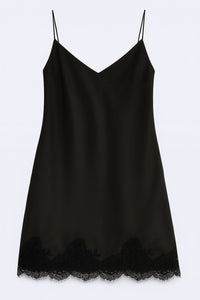 Trägerkleid mit Spitzenrand