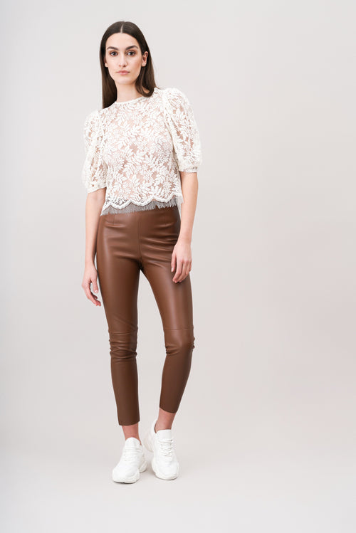 ROMI Lace top with puff sleeves