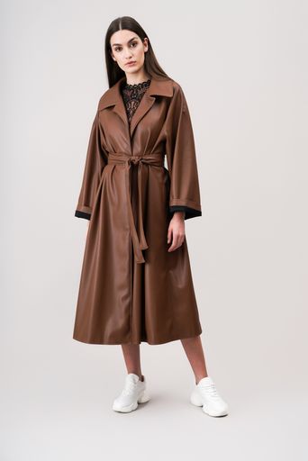 AVA Faux- leather trench coat